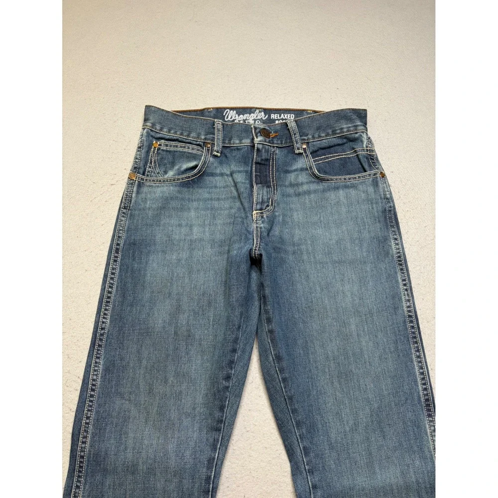Wrangler Jeans Mens 29x32 Blue Retro Relaxed Boot 10WRT20RT Cotton Denim